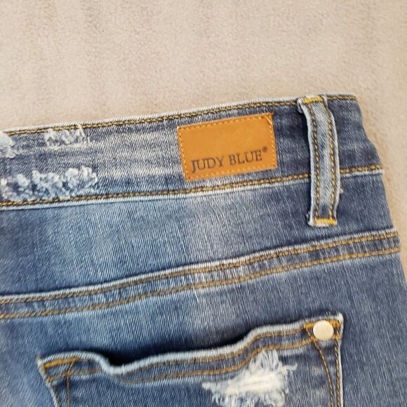 Judy Blue Jeans Womens 30 Blue Skinny Leopard Cheetah Print Ripped Stretch Denim - Picture 15 of 16